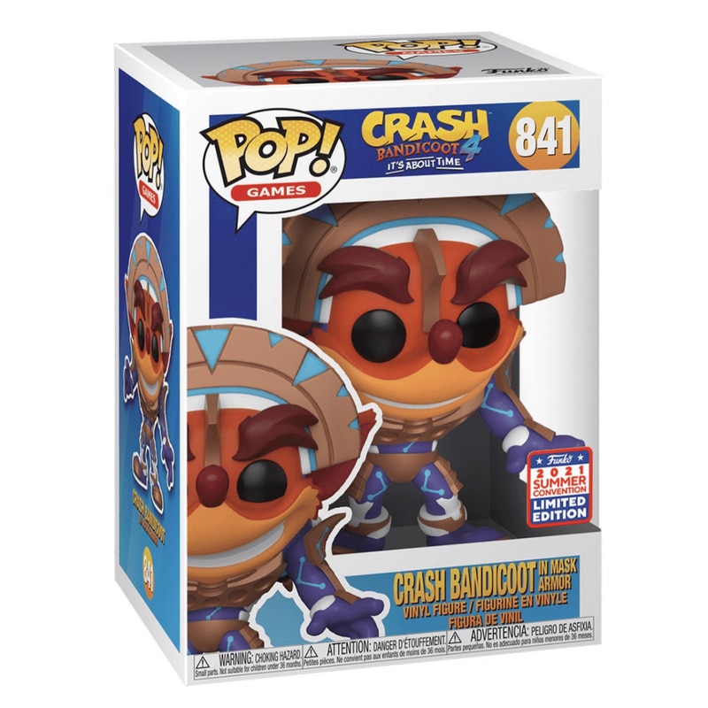 Untitleddesign_22_70d20a2d-b121-43e6-b53a-ca175f52dbbe_1800x1800 Funko POP! Crash Bandicoot - Crash in Mask Armor (Metallic) Figure (Funkon 2021 Shared Exclusive) - Image 1