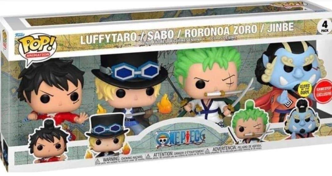 Funko POP! One Piece - Luffytaro, Sabo, Roronoa Zoro, Jinbe (GITD) 4-Pack  (Special Edition Exclusive) - Vaulted Collectibles