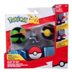 Jazwares - Pokémon Clip'n'Go Poké Ball Belt Set Dusk Ball, Luxury Ball & Sneasel