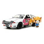 Jada Toys - Aggretsuko Hollywood Rides Diecast Model 1/24 1986 Toyota Trueno with Aggretsuko Figur