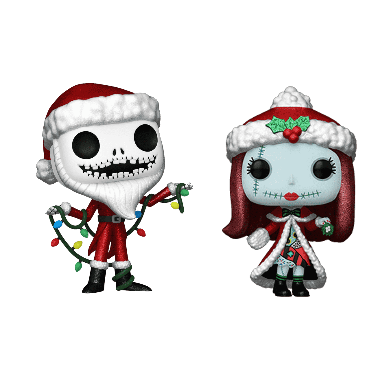 73963_DIS_TNBC_30th_Jack-Sally(DGLT)_POP_2PK_FW_GLAM-1_WEB Funko Pop! 2-Pack Disney: The Nightmare Before Christmas - Santa Jack & Christmas Sally (Glitter) - Image 1