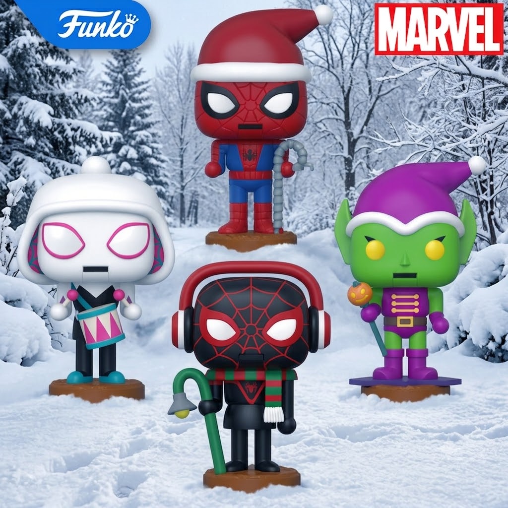 HMJ1wcdWUAAmYXZ Funko Pop!: Marvel Xmas - Bundle x 4 Funko Pops - Image 1